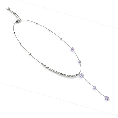 Lilac | Silver | Firefly Glass Cascade Double Pendant